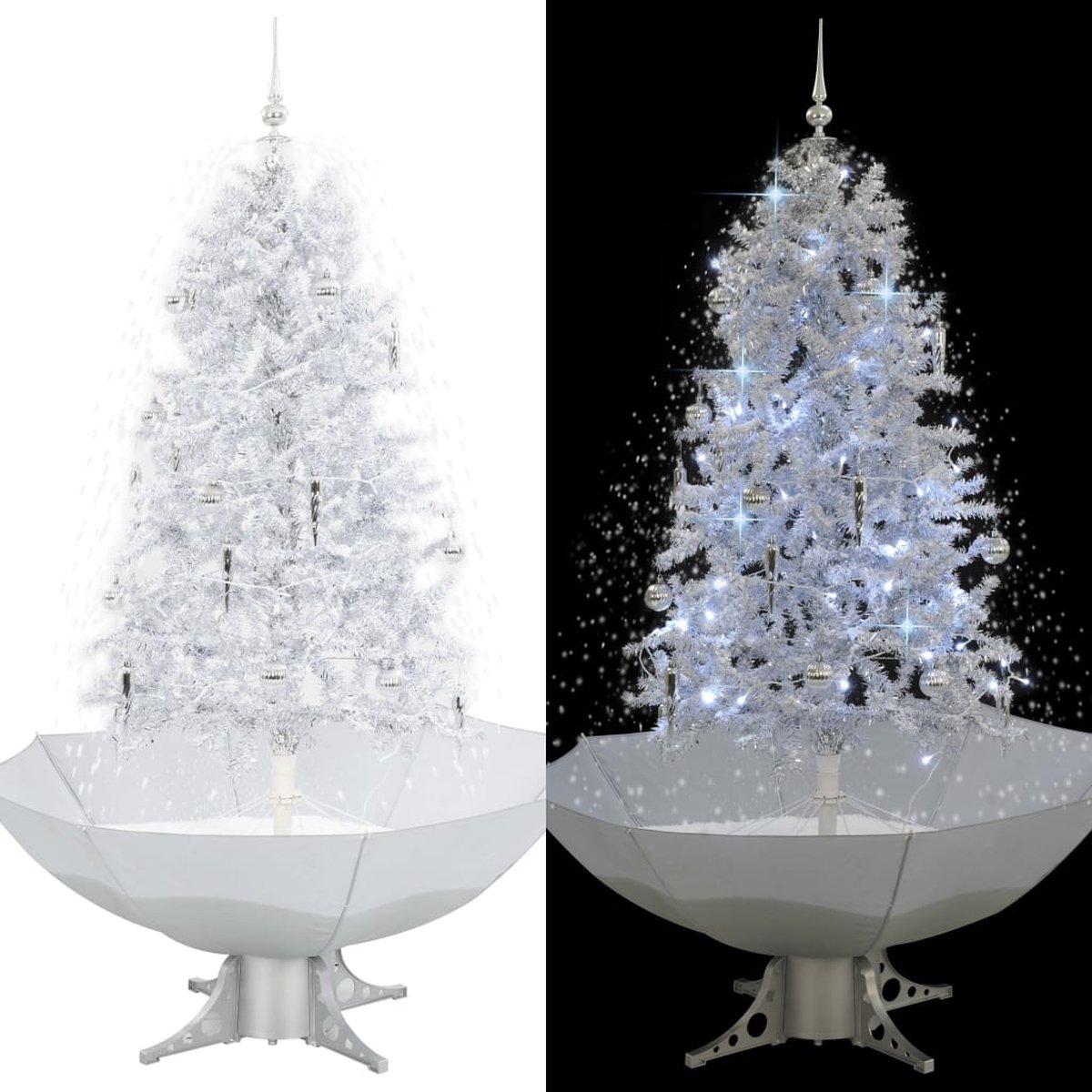 Prolenta Premium - Kerstboom sneeuwend met paraplubasis 170 cm wit