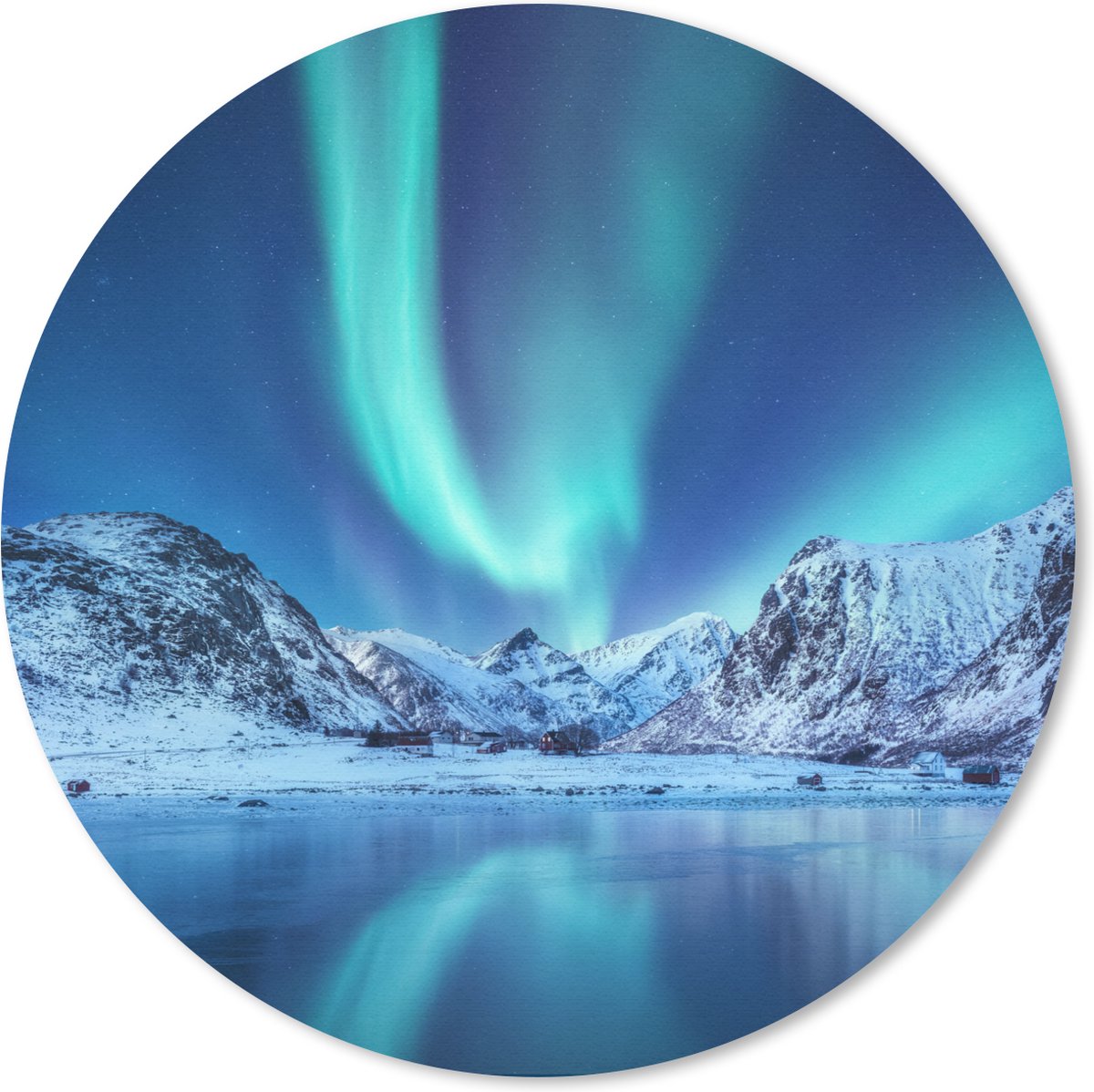 Muismat rond 20x20 cm - Mousepad Noorderlicht - IJs - Sneeuw - Noorwegen - Ronde muismatten