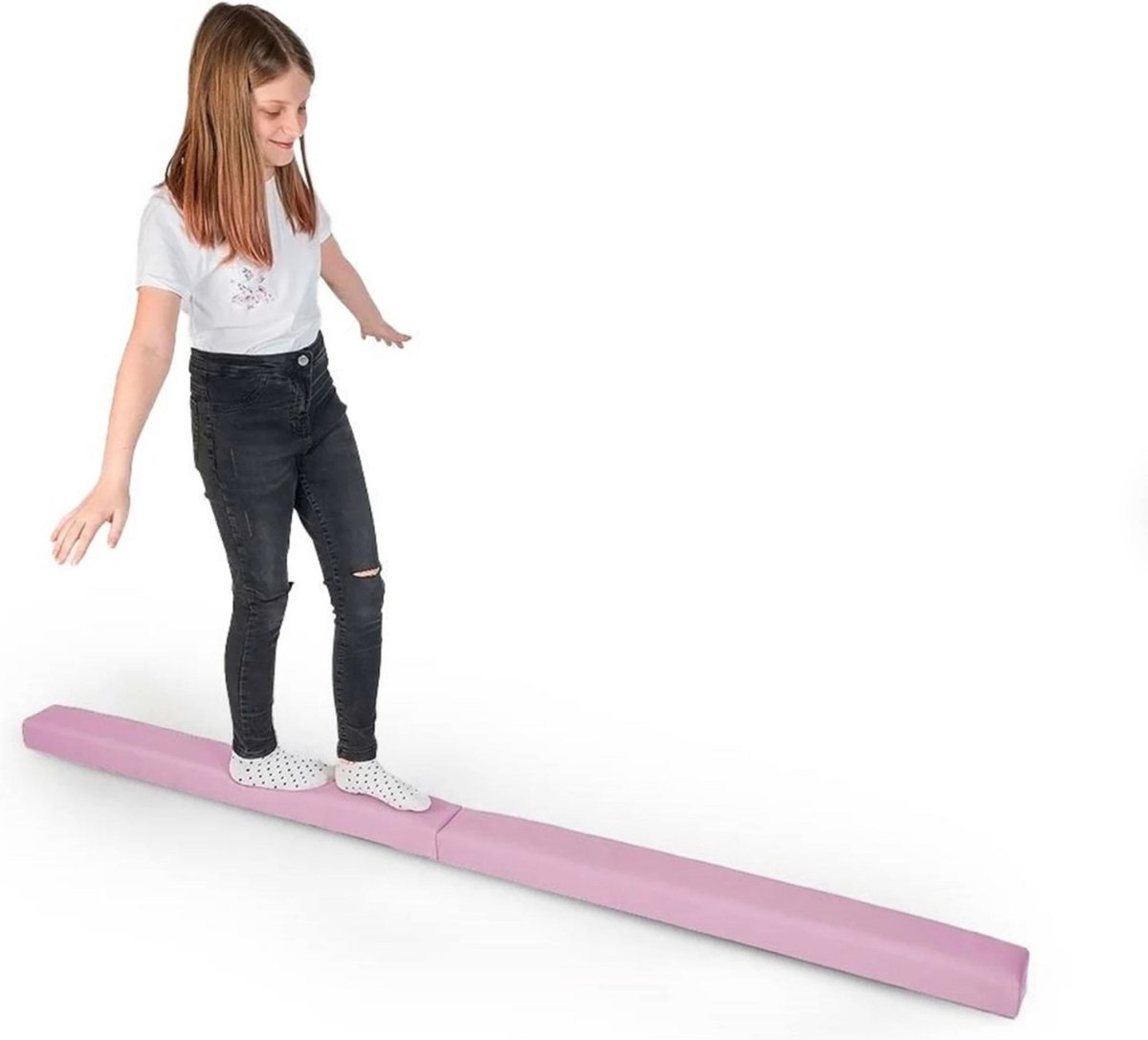 Opvouwbare Turnbalk Roze ⭐ Gratis oefenvideo`s ⭐ Ideale compacte balk om thuis oefeningen op te turnen | Opvouwbare Evenwichtsbalk