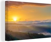 Canvas Schilderij Zonsopkomst in Toscane - 30x20 cm - Wanddecoratie