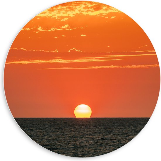 WallClassics - Plaque de mousse PVC Wall Circle - Soleil plongeant dans la mer - 60x60 cm Photo sur Wall Circle (avec système d'accrochage)