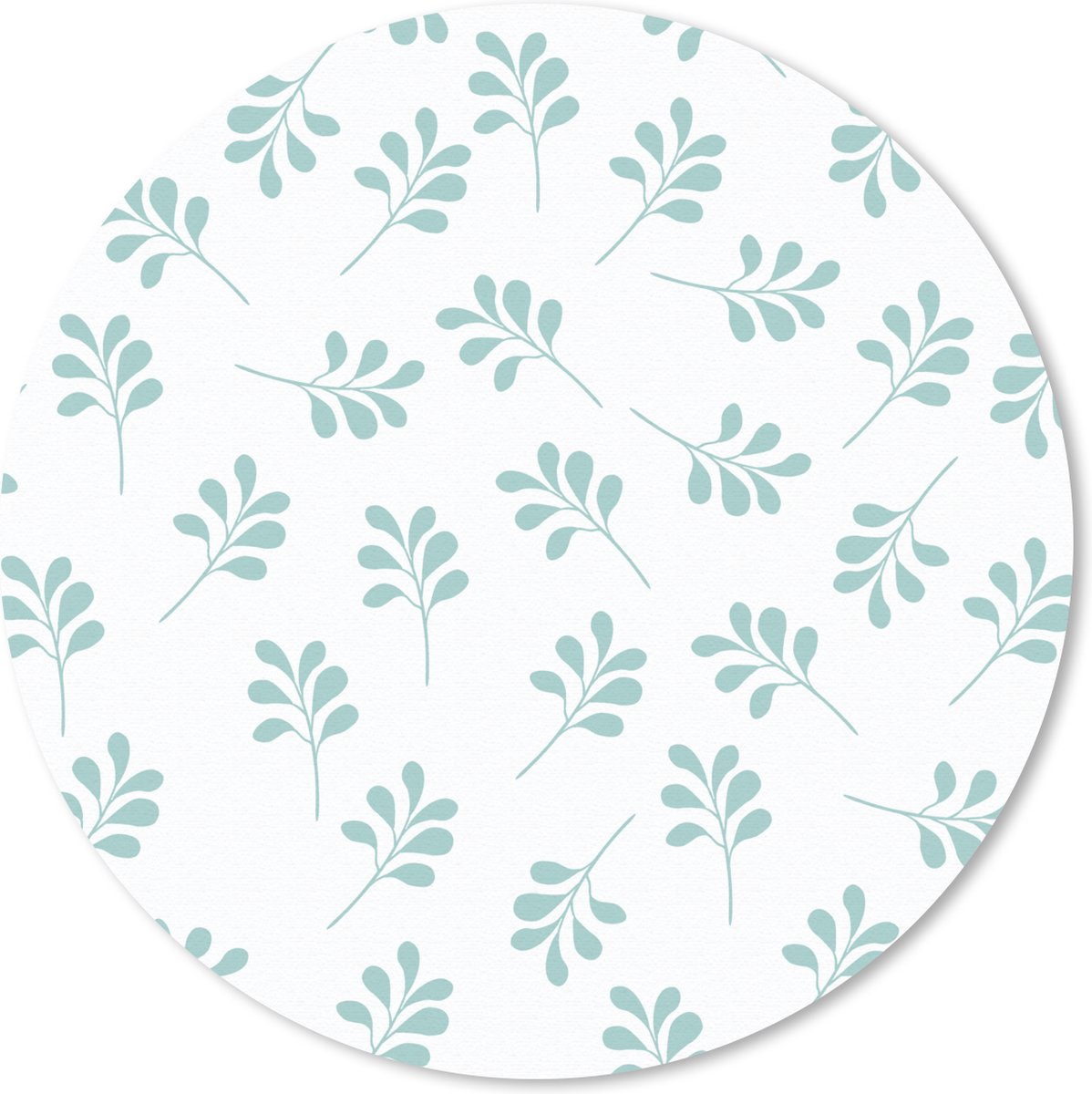 Muismat rond 20x20 cm - Mousepad Bladeren - Patroon - Blauw - Ronde muismatten