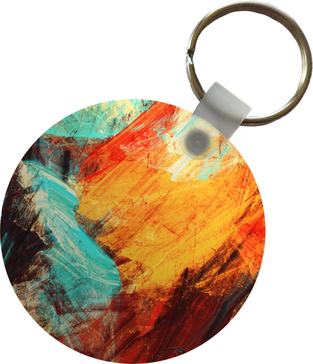 Sleutelhanger - Schilderij - Abstract - Olieverf - Plastic - Rond - Uitdeelcadeautjes