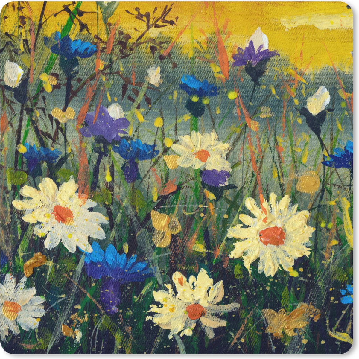 Muismat 20x20 cm - Mousepad Schilderij - Olieverf - Natuur - Bloemen - Muismatten