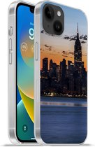 Geschikt voorApple Iphone 14 Plus - Soft case hoesje - New York - Skyline - Amerika - Siliconen Telefoonhoesje