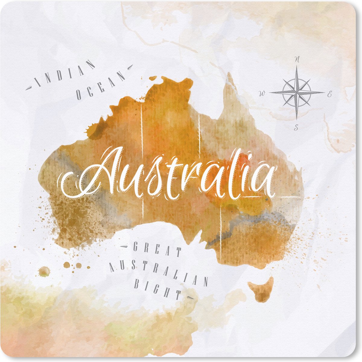 Muismat 20x20 cm - Mousepad Wereldkaart - Abstract - Australië - Muismatten