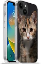 Convient pour Apple Iphone 14 Plus - Housse souple - Chat - Zwart - Portrait - Coque de téléphone en Siliconen
