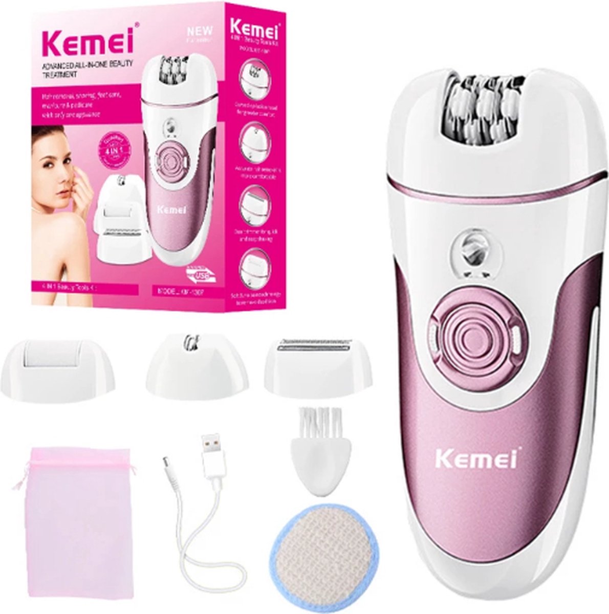 4 in 1 Dames Scheerapparaat - Haar epilator - Oplaadbaar via USB - Trimmer  - Tondeuse -n