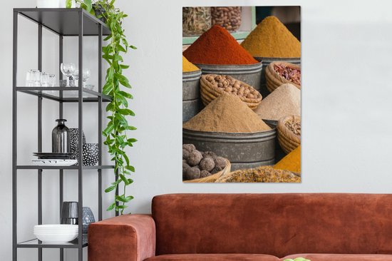 Toile Peinture Herbes - Ton - Épices - Jaune - Marron - 80x120 cm - Décoration murale