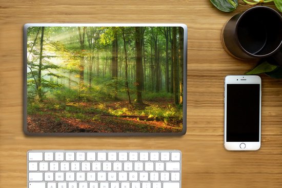 Autocollant pour ordinateur portable - 13,3 pouces - Soleil - Forêt - Arbres - Nature - Automne - 31x22,5 cm - Autocollants pour ordinateur portable - Skin pour ordinateur portable - Housse
