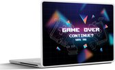Laptop sticker - 15.6 inch - Gaming - Arcade - Game Over - Zwart - Blauw - Gamen - 36x27,5cm - Laptopstickers - Laptop skin - Cover