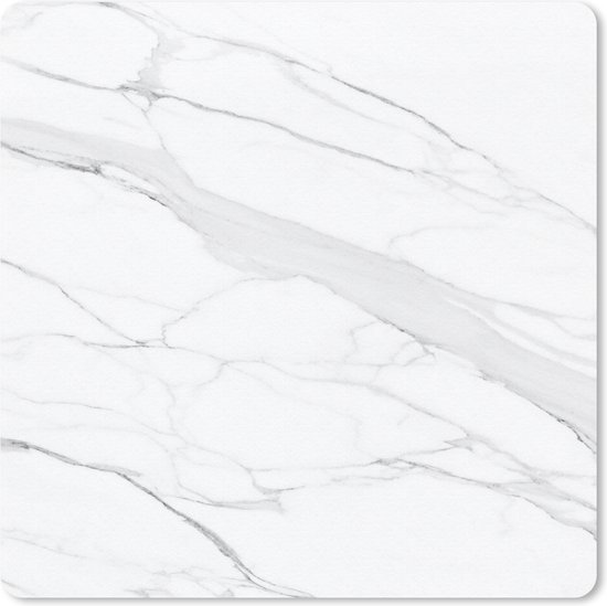 Muismat 20x20 cm - Mousepad Marmer - Wit - Lijn - Patronen - Luxe - Marmer printlook - Muismatten