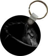 Sleutelhanger - Paarden - Portret - Zwart - Dieren - Plastic - Rond - Uitdeelcadeautjes