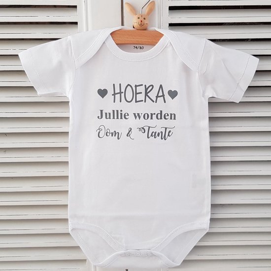 Baby Rompertje met Tekst HOERA! Jullie worden oom en tante Korte Mouw Cadeau voor... bol