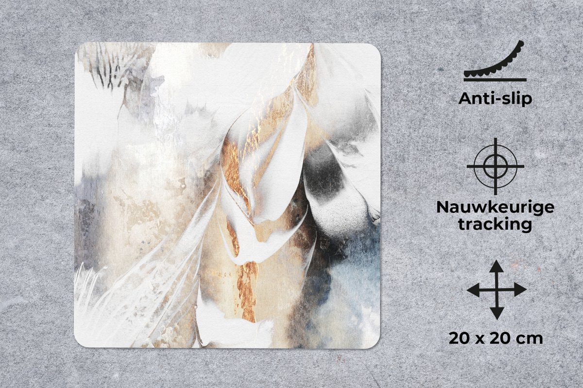 Muismat 20x20 cm - Mousepad Abstract - Gold - Design - Luxe - Muismatten