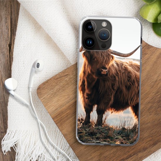 Apple iPhone 14 Pro - Étui souple - Highlander écossais - Animaux - Rural - Paysage - Vache - Nature - Étui de téléphone en Siliconen