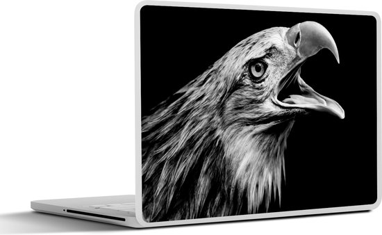 Laptop sticker - 15.6 inch - Adelaar - Portret - Roofvogels - Zwart - Wit - Vogel - 36x27,5cm - Laptopstickers - Laptop skin - Cover