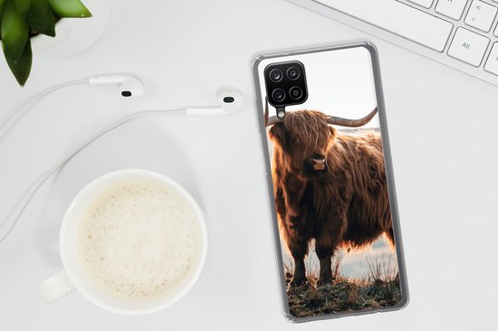 Coque Samsung Galaxy A12 - Highlander écossais - Animaux - Rural - Paysage - Vache - Nature - Coque en Siliconen