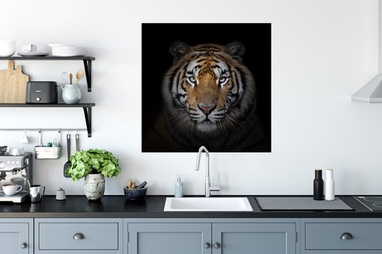 Stickers muraux - Film autocollant - Tigre - Animaux sauvages - Portrait - Zwart - Animaux - 80x80 cm - Film adhésif - Stickers muraux chambre enfant - Papier peint autocollant - Papier peint autocollant - Film autocollant