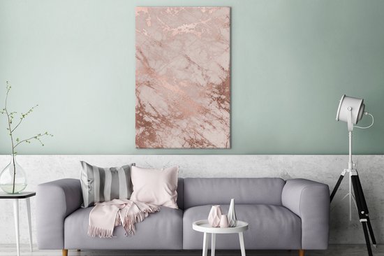 Peintures sur Toile Marbre - Rose - Luxe - 80x120 cm - Décoration murale