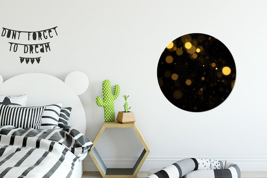 WallCircle - Wandcirkel - Muurcirkel - Goud - Abstract - Luxe - Zwart - Aluminium - Dibond - ⌀ 60 cm - Binnen en Buiten