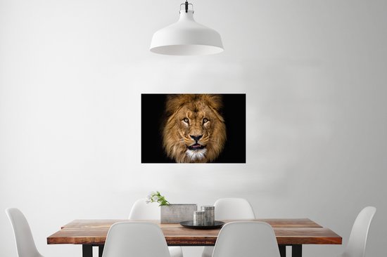 Poster Lion - Portrait - Zwart - Animaux - 90x60 cm