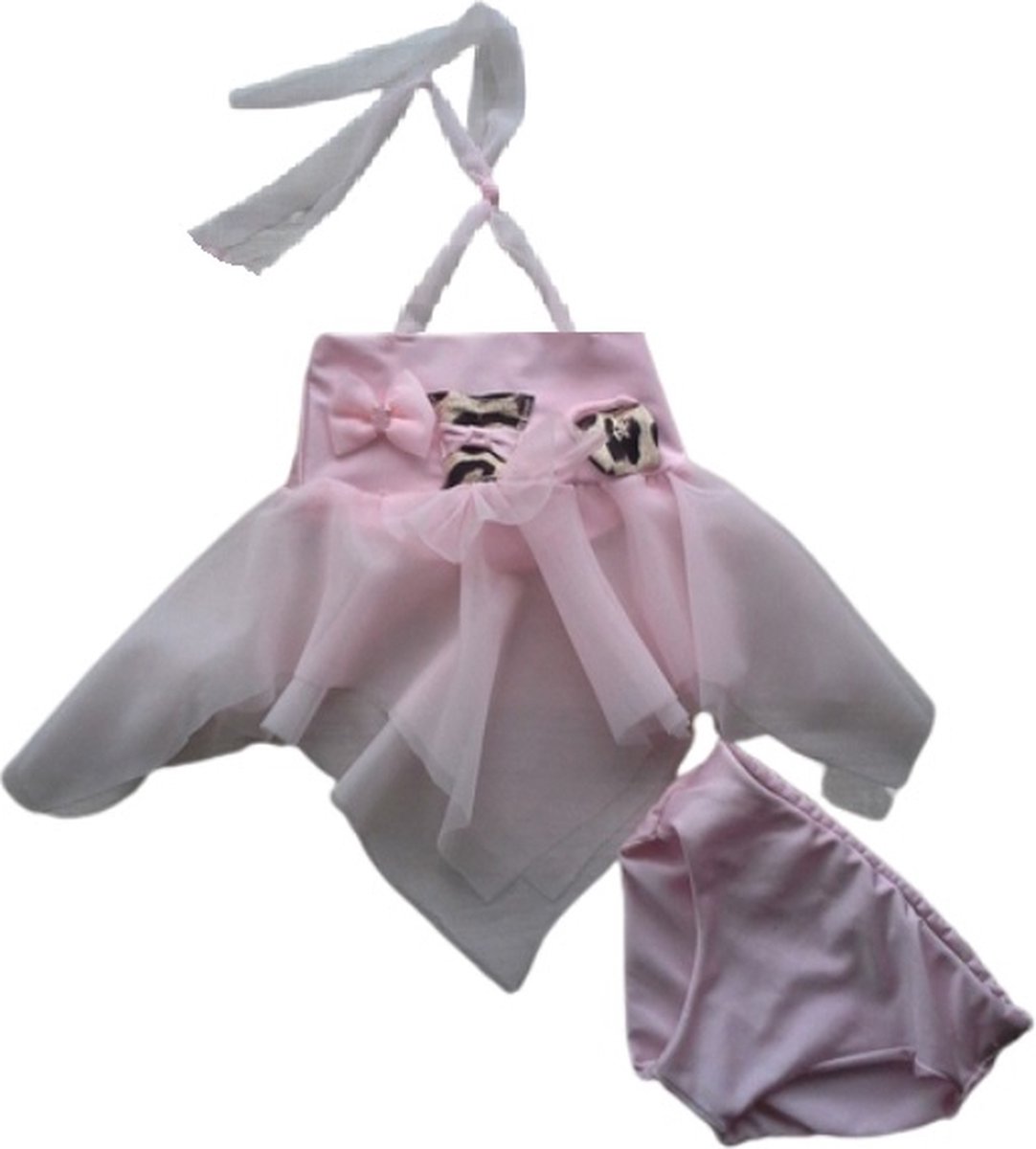 Maat 56Luxe Bikini roze details Baby en kind lichtroze zwemkleding - Merkloos