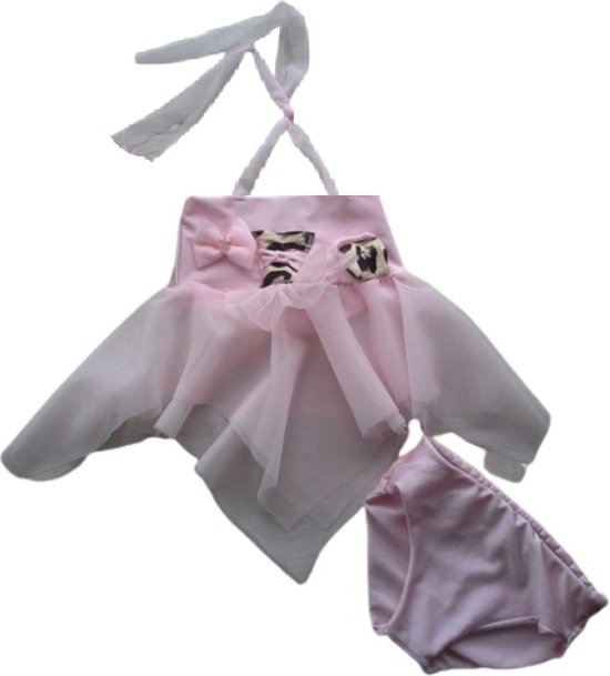 Maat 56Luxe Bikini roze details Baby en kind lichtroze zwemkleding