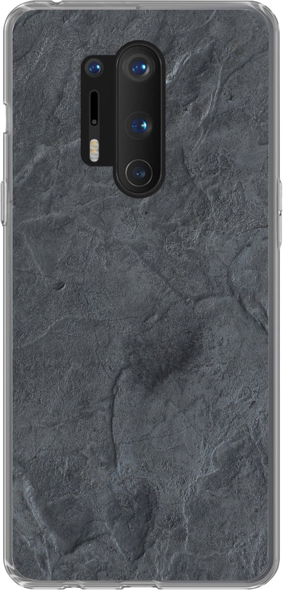 Telefoonhoesje Geschikt voor OnePlus 8 Pro hoesje - Grijs - Beton print - Leisteen - Structuur - Retro - Siliconen Telefoonhoesje Telefoonhoesje