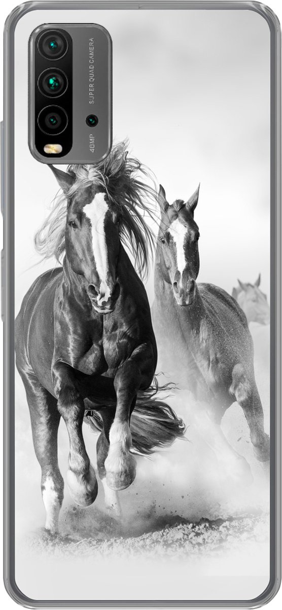 Telefoonhoesje Geschikt voor Xiaomi Geschikt voor Redmi 9T hoesje - Paarden - Dieren - Illustratie - Siliconen Telefoonhoesje Telefoonhoesje