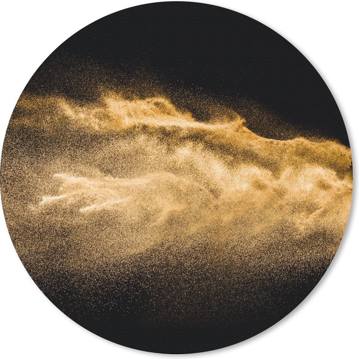 Muismat rond 30x30 cm - Mousepad Zand - Goud - Zwart - Luxe - Kunst - Ronde muismatten