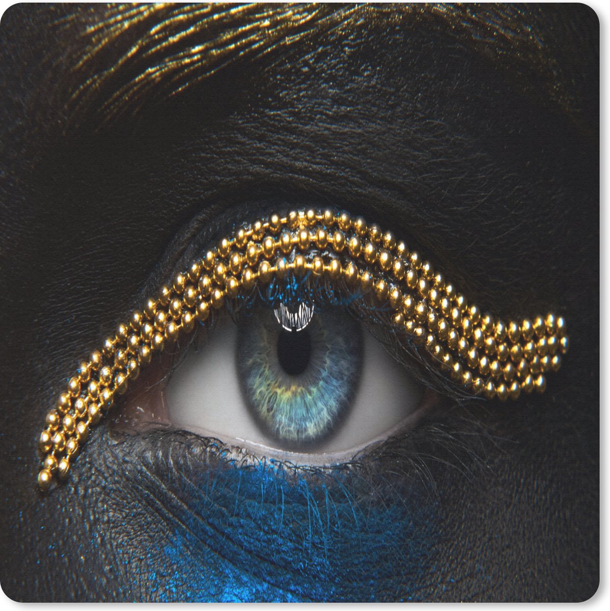 Muismat 20x20 cm - Mousepad Vrouw - Ogen - Make up - Luxe - Goud - Muismatten