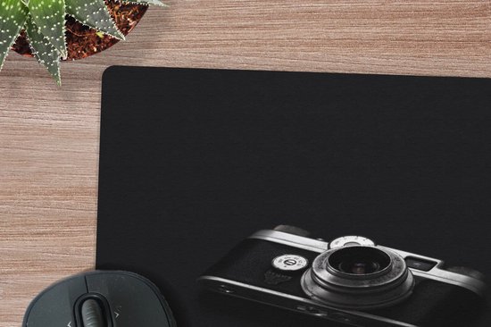 Muismat 18x27 cm - Mousepad Zwart - Camera - Design - Wit - Muismatten