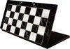 Afbeelding van het spelletje Inklapbaar schaakbord zwart/wit - hout - marmer print - zwarte rand - luxe uitvoering - Maat XXL 43cm
