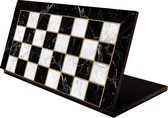 Inklapbaar houten zwart schaakbord - Grote maat XXL 43cm - Los schaakbord - Marmer print