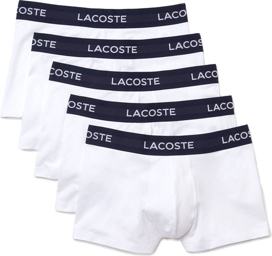 Lacoste Casual Witte Boxer Shorts Hommes Multipack Wit 5-Pack Boxers - Taille XXL