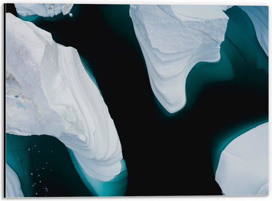 WallClassics - Dibond - Witte IJsbergen - 40x30 cm Foto op Aluminium (Wanddecoratie van metaal)