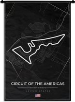 Wandkleed - Wanddoek - Amerika - Racebaan - Formule 1 - Circuit of the Americas - Racing - Zwart - 90x135 cm - Wandtapijt