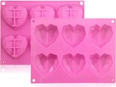 Moule en Siliconen forme de coeur pour chocolat - coeur de moule à chocolat rose - diamants - coeur 3D - moule à pâtisserie - bonbons - moule - moules à pâtisserie