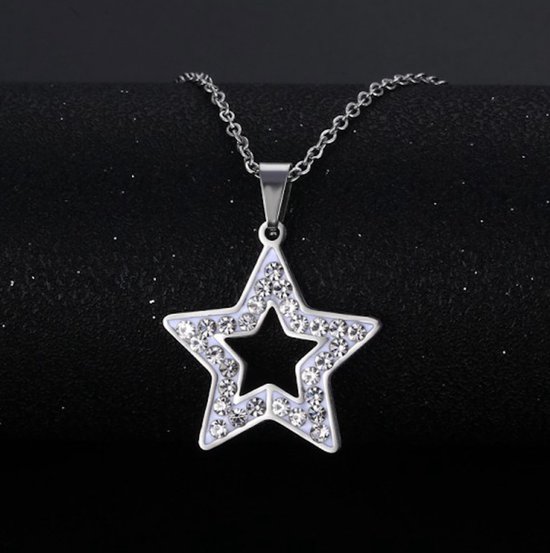 COAI Joodse Sieraden Ster van David Kristal Ketting voor Vrouwen Mannen, Steen, Howliet