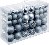 Kerstballen 100 stuks Zilver, Plastic Kerstballen 100 stuks