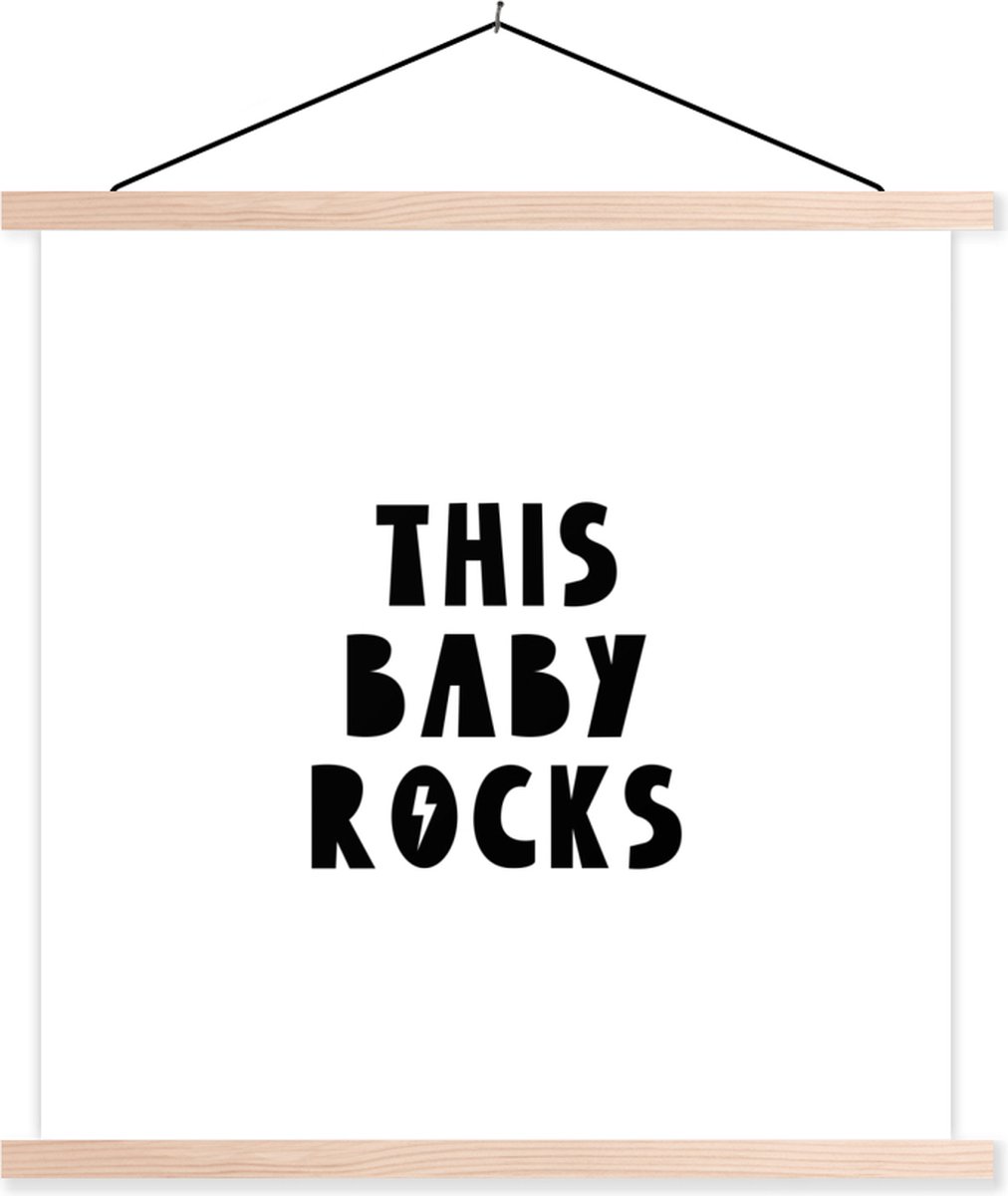 Schoolplaat kinderkamer - Schoolplaat kind - Quotes - This baby rocks - Baby - Kinderen - Spreuken - Muurdecoratie kinderkamer - 40x40 cm