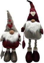 Gnome luxe Set - Rood champagne - set van 2st - kerst - verstelbaar in hoogte 60-80 cm - chique