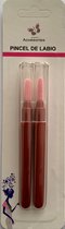 2 Lipborsteltjes met dop voor lipstick en lipgloss - Rood Bruin - In blisterverpakking