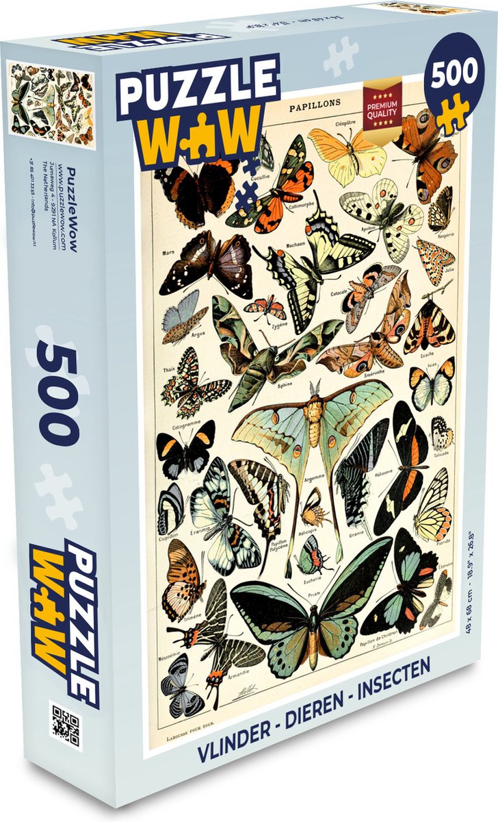Puzzel Adolphe Millot - Vlinder - Dieren - Insecten - Vintage - Legpuzzel - Puzzel 500 stukjes