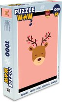 Puzzel Rendier - Kerst - Roze - Kerstmis - Winter - Legpuzzel - Puzzel 1000 stukjes volwassenen - Kerst - Cadeau - Kerstcadeau voor mannen, vrouwen en kinderen