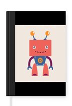 Notitieboek - Schrijfboek - Robot - Tandwiel - Gezicht - Antenne - Kids - Jongetjes - Notitieboekje klein - A5 formaat - Schrijfblok