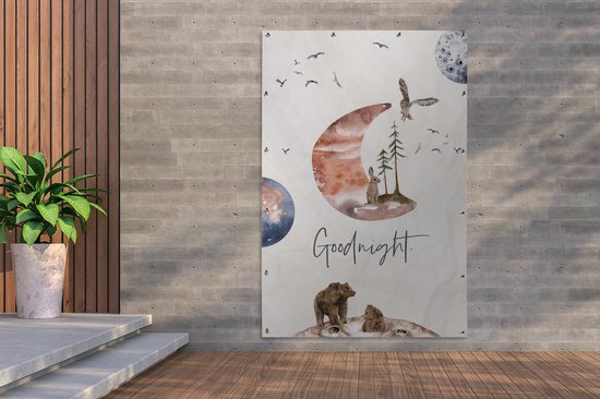 Décoration murale Citations - Bonne nuit - Dictons - Enfants - Garçons - Filles - Enfant - 120x180 cm - Poster jardin - Toile jardin - Poster extérieur