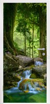Deursticker Jungle - Stenen - Water - Natuur - Planten - 85x215 cm - Deurposter
