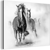 Wanddecoratie Metaal - Aluminium Schilderij Industrieel - Paarden - Dieren - Illustratie - 40x30 cm - Dibond - Foto op aluminium - Industriële muurdecoratie - Voor de woonkamer/slaapkamer